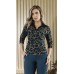 044964 Blusa Ramany Gola Polo Manga 3/4 Estampada de Cós
